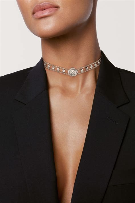 bouton chanel collier|chanel bouton de camelia choker.